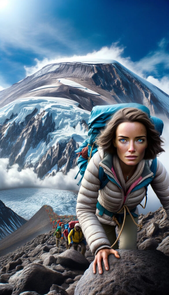 Natalie Escalando el Kilimanjaro
